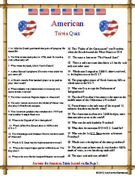 Fourth Of July Trivia Questions And Answers Printable