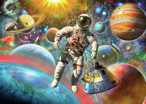 Astronaut Floating In Space Painting By Mgl Meiklejohn Graphics