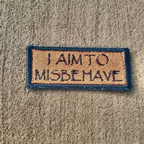I Aim To Misbehave Small Morale Patch Text From Zombie Tactical