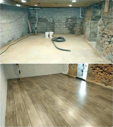 Laminate Flooring In Basement Concrete Rustic Basement Basement