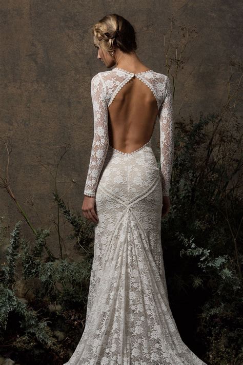 meredith bodycon wedding dress backless lace wedding dress wedding dresses lace long sleeve