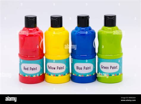 Paint Bottles Of Craft Watercolour Poster Paint Stock Photo Alamy