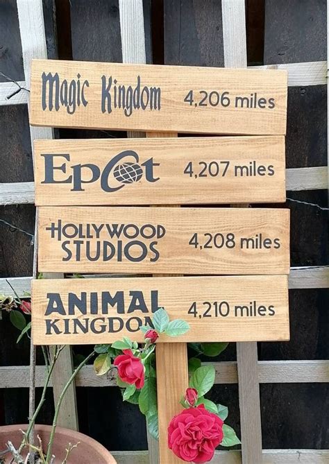Wooden Disney Inspired Garden Sign Wooden Theme Park Signs Etsy Uk