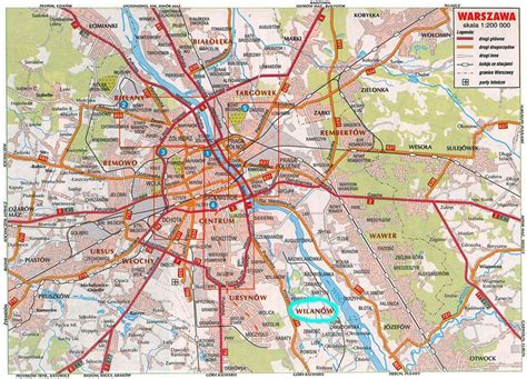 Road Map Of Warsaw City Warsaw Poland Europe Mapsland Maps Of The World