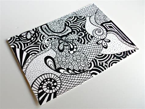 Original Aceo Zentangle Inspired Art Ink Drawing Zendoodle