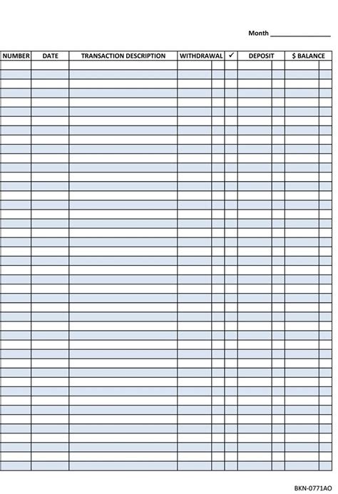 6 Free Blank Business Checkbook Register Template Excel Pdf Example