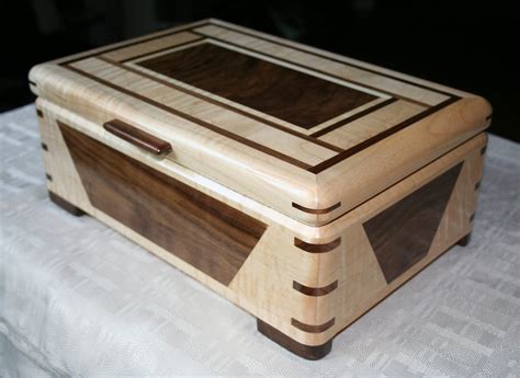 Handmade Wooden Jewelry Box Walnut And Figured Maple Wood Etsy
