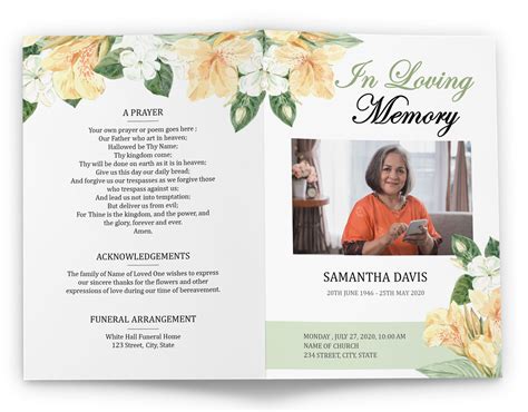 Order Of Service Canva Template Memorial Program Funeral Program