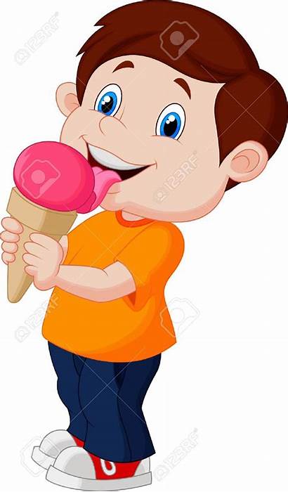 Ice Cream Cartoon Lick Licking Clipart Boy