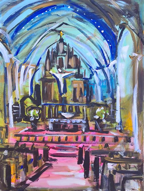Devine Paintings Painted Church Interior Canvas Abstract