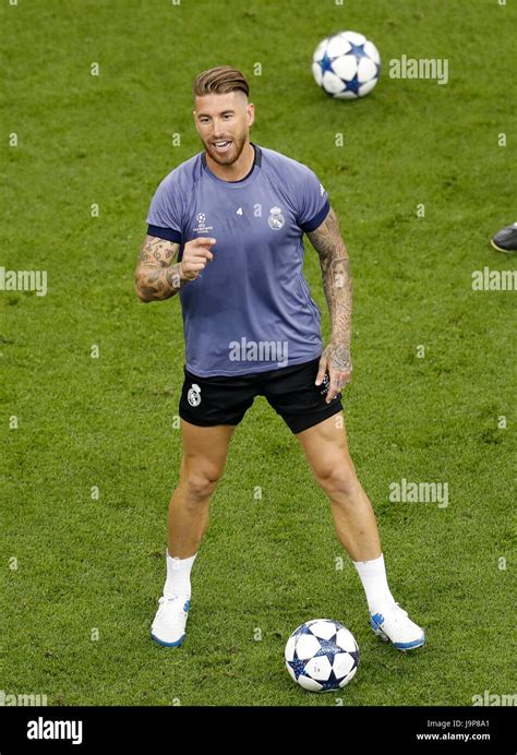 Real Madrids Sergio Ramos During Training Hi Res Stock Photography And