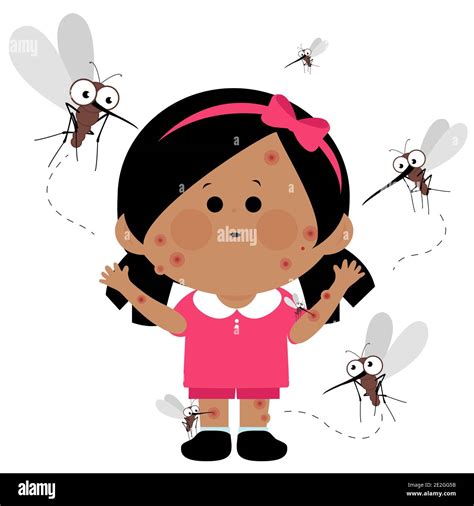 Illustration Of A Girl With Red Itchy Skin With Mosquito Bites