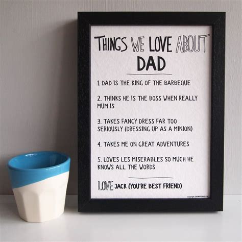 Personalised Things We Love About Dad Or Daddy Print By Coconutgrass