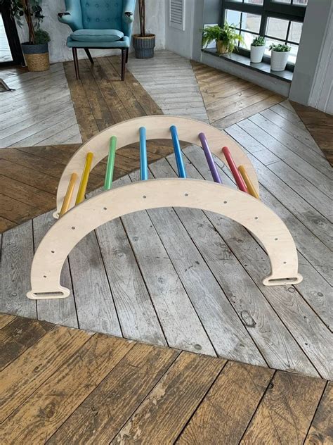 Rainbow Kids Climbing Arch For Toddler With Rock Climbing Etsy