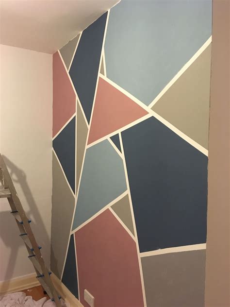 Accent Ideas Bedroom Geometric Wall Paint Img Abedabun