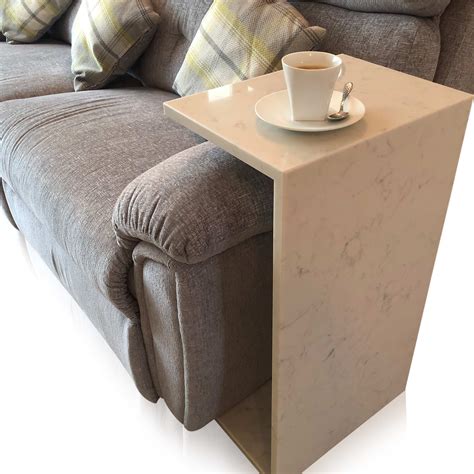 C Shaped Side Table 20mm Nile Carrara Quartz Shaw Stone Ltd