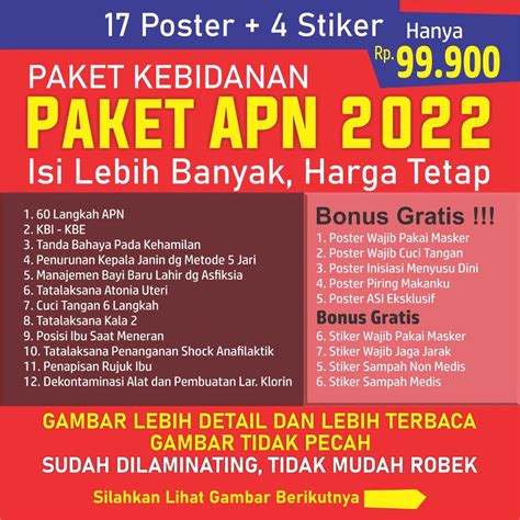 Jual Poster Kebidanan 60 Langkah Apn 1 Set Terbaru Shopee Indonesia