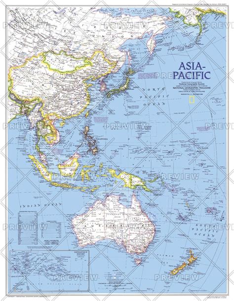 Asia Pacific Map Published 1989 National Geographic Maps