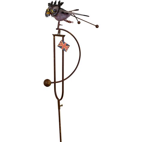 Rocking Balancing Flying Owl Metal Garden Wind Rocker Spinner Ornament