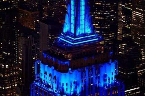 New York City Light It Up Blue Focus Flight At Empire State Building