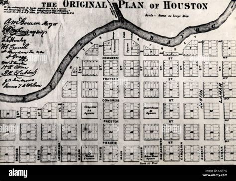 Buffalo Bayou Map 1869 Stock Photo Alamy