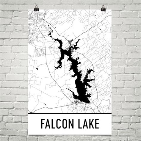 Falcon Lake Tx Art And Maps Modern Map Art