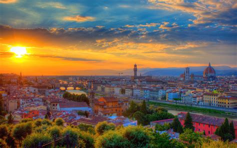 Piazzale Michelangelo Plaza In Florence Italy Sunset Landscape Photo