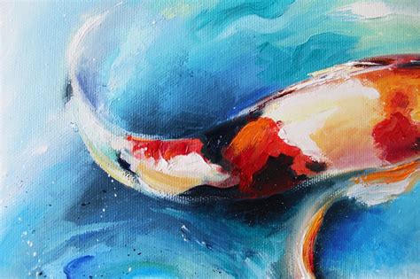 Koi Fish Oil Painting On Canvas Carp Original Art Inch Etsy