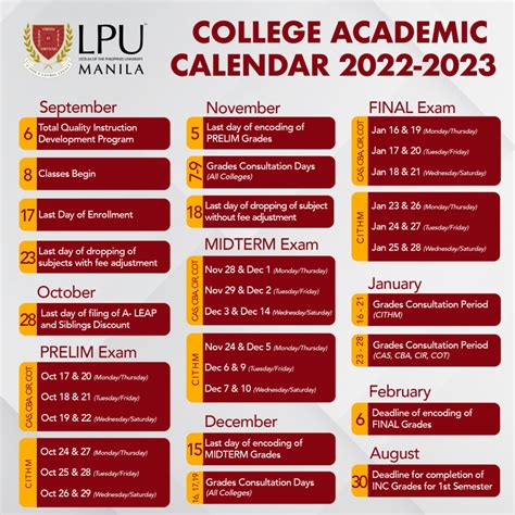 Academic Calendar Lyceum Of The Philippines University Manila