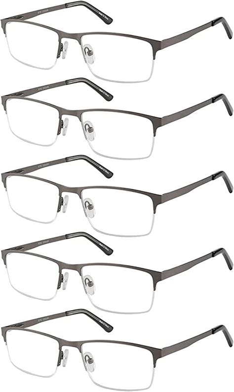 Eyecedar 5 Pack Reading Glasses Men Blue Light Blocking Half Frame