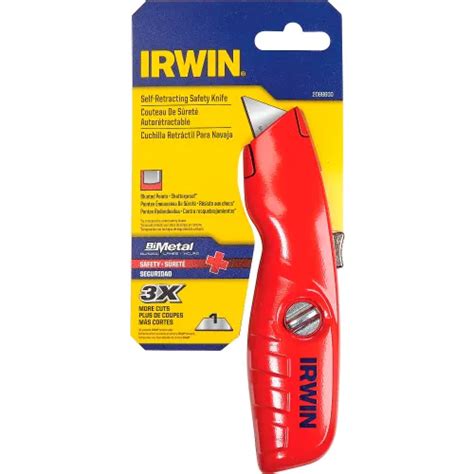 Irwin 2088600 Self Retracting Safety Utility Knife With Ergonomic No