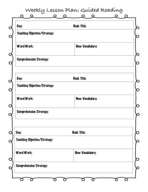 Guided Reading Lesson Plan Template Playbestonlinegames