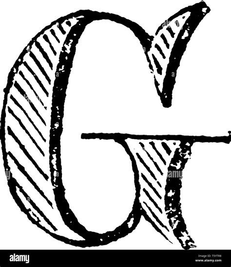 A Decorative Capital Letter G With Cross Lines Vintage Line Drawing Or
