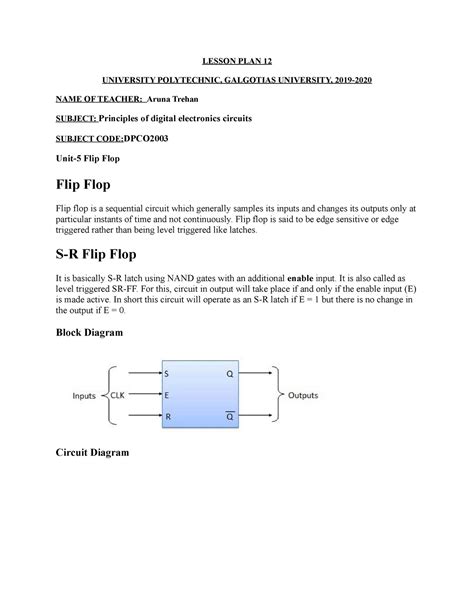 Flip Flop Lecture Notes Principles Of Digital Electronics Notes