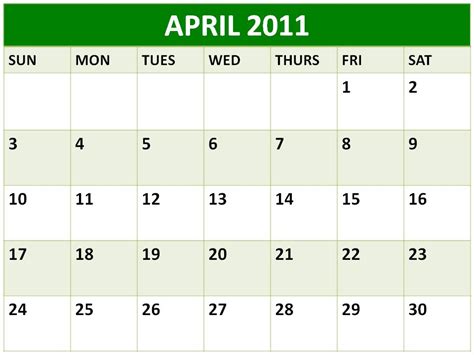 Celebrity News Printable April 2011 Calendar With Holidays