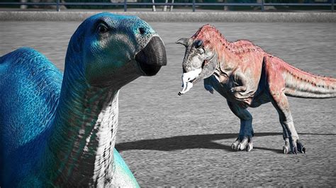 Disney Carnotaurus Vs Iguanodon Rematch 🌍 Jurassic Park Evolution Youtube