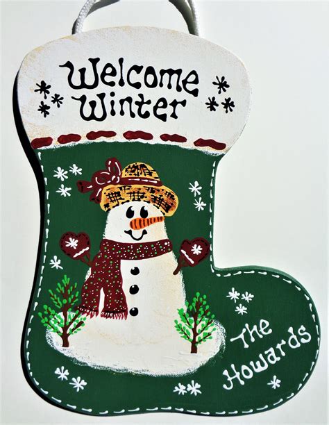 Beautiful Snowman Welcome Winter Personalized Name Sign Etsy In 2021