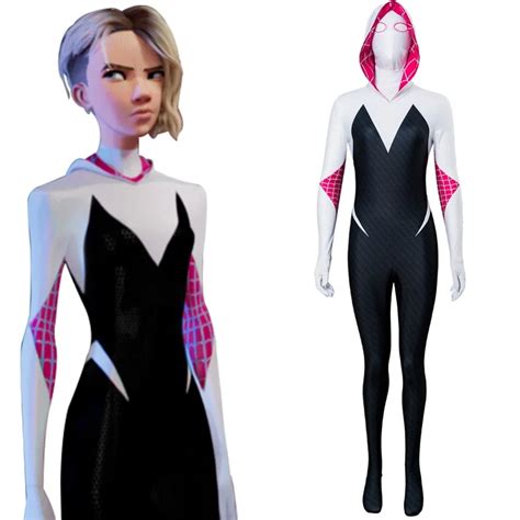 Spider Gwen Stacy Cosplay Spandex Zentai Jumpsuit Spiderman Costume For