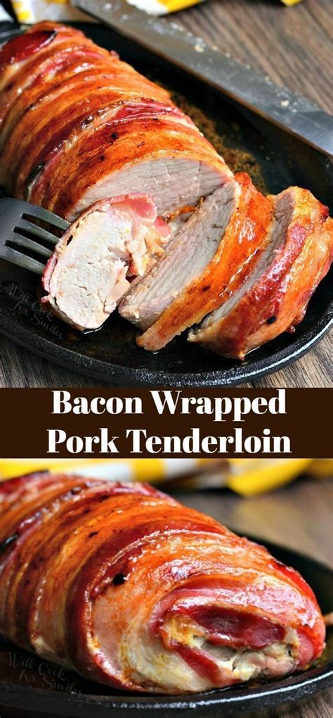 Place the roast on the foil in the pan. Bacon Wrapped Pork Tenderloin. Unbelievably delicious pork ...