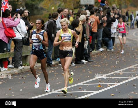 Marathon Women Elite Runners Derartu Tulu And Ludmila Petrova During