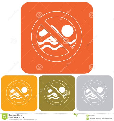 No Swimming Prohibition Sign Icon Stock Vector Illustration Of