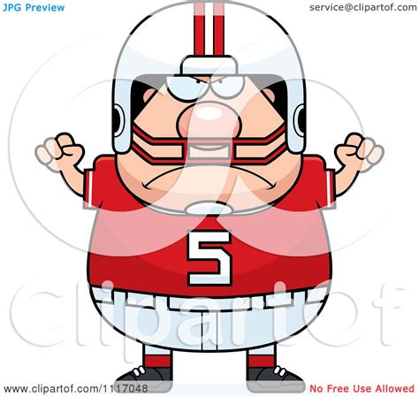 Vector Cartoon Of A Angry Chubby White Football Player
