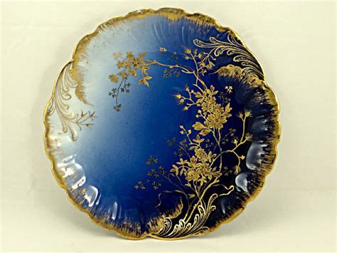 Antique Limoges Porcelain Cobalt Blue Plate Hand Painted Gold Etsy