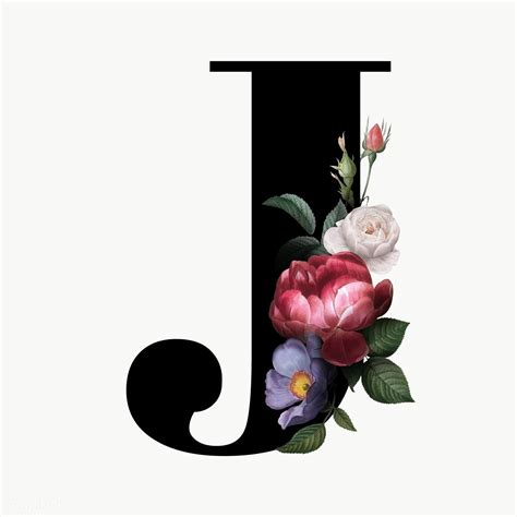 Classic And Elegant Floral Alphabet Font Letter J Transparent Png