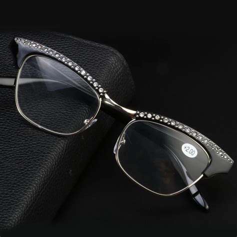 Diamond Ladies Elegant Cat Eye Reading Glasses Resin Lenses Women Crystal Rhinestone Decoration