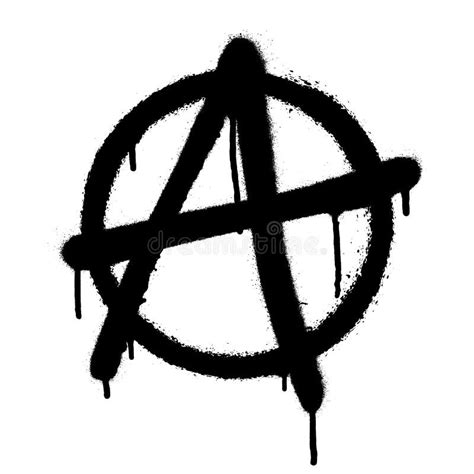 Sprayed Anarchy Symbol With Overspray In Black Over White Vector