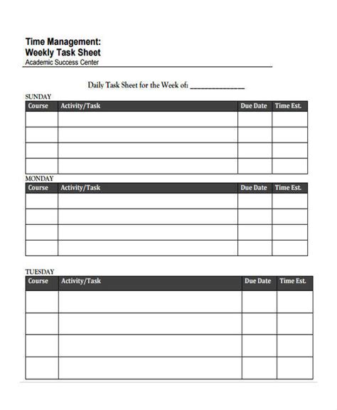 Free 15 Task Sheet Samples And Templates In Pdf Ms Word