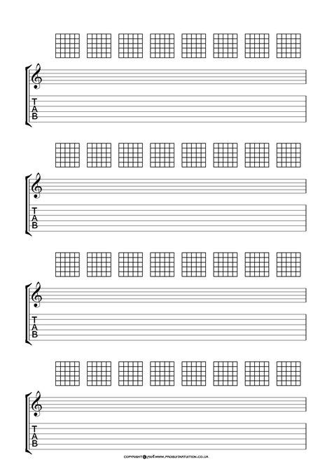 A4 Blank Chord Boxes 1240×1754 Pixels Guitar Tabs Guitar Sheet