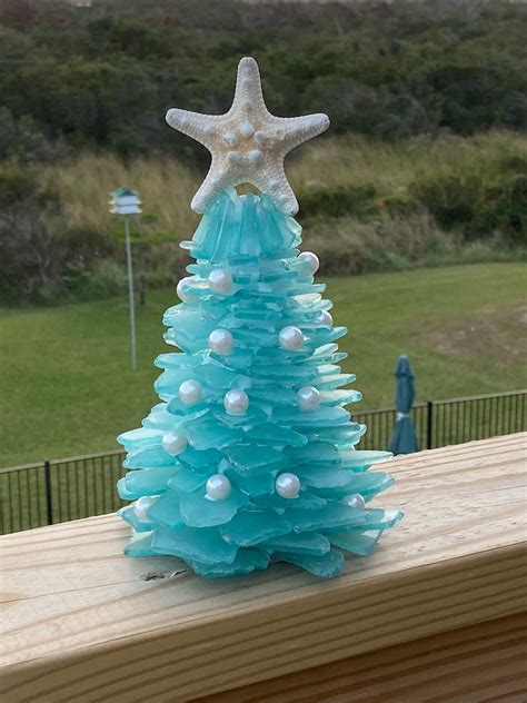 Medium Turquoise Sea Glass Tree For Christmas Etsy