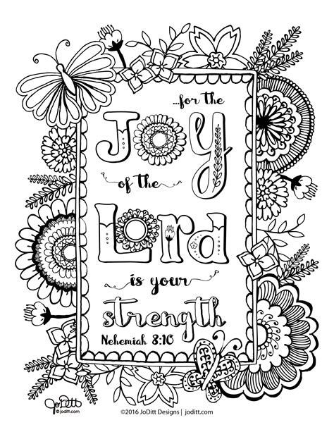 Coloring Book Page Joy Of The Lord By Joditt Williams Printable